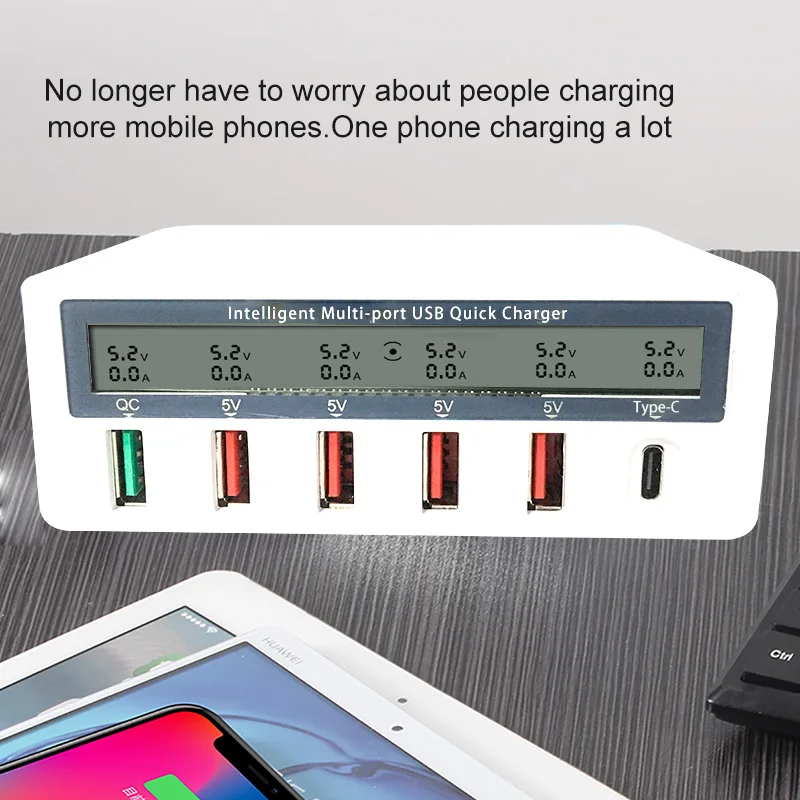 6 портовая станция для быстрой зарядки USB со светодиодным дисплеем настольный