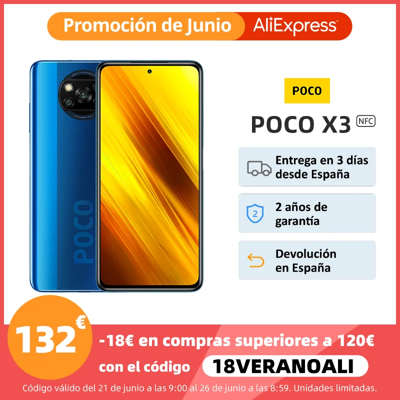 POCO X3 NFC Смартфон глобальная версия 6 ГБ 64 128 Snapdragon 732G 67 ''Dotdisplay мегапиксельная