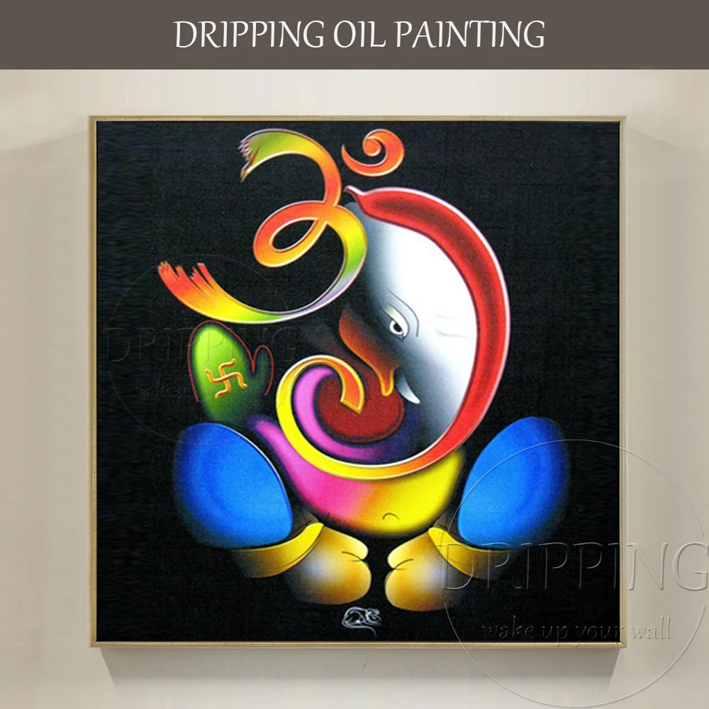 

Professional Artist Hand-painted High Quality Modern Indian Art Ganesha Portrait Oil Painting Indian God Ganesha Oil Painting