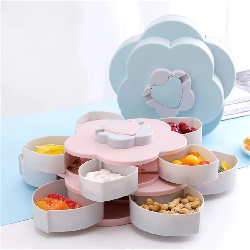 Креативная двухслойная вращающаяся коробка для хранения пластиковая конфет с