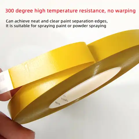 При высокой температуре не отваливается. Подходит для бумажной ленты Tesa, желтого цвета, с сильной адгезионной силой на 300 градусов, без усадк...