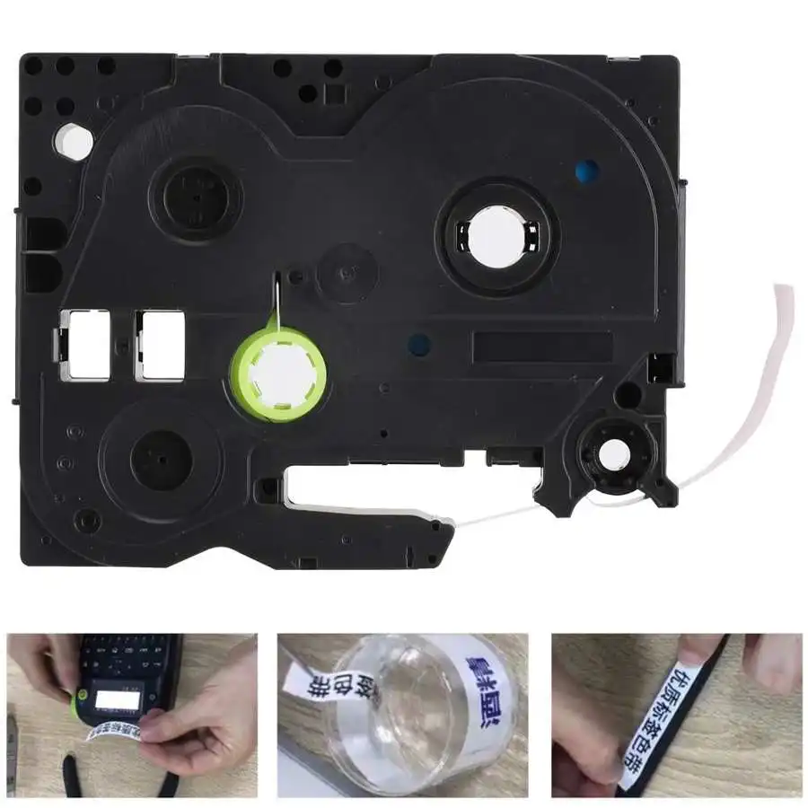 Термопечатная лента на белом и розовом фоне 12 мм для маркировочной машины Brother/TZe