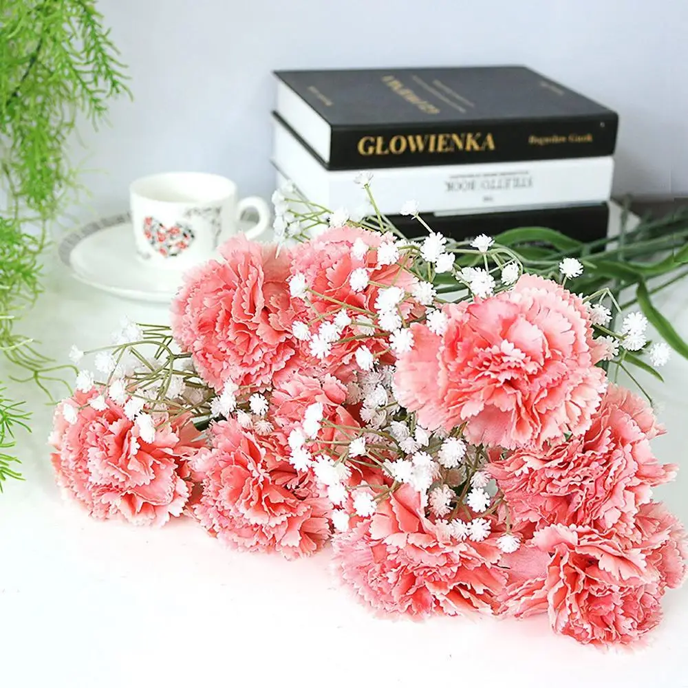 artificial flowers Искусственный цветок гвоздики осенний Декор осеннее украшение гвоздики Шелковые Цветы Свадебные гортензии дома матери/день учительницы@ 12 - Цвет: artificial flowers