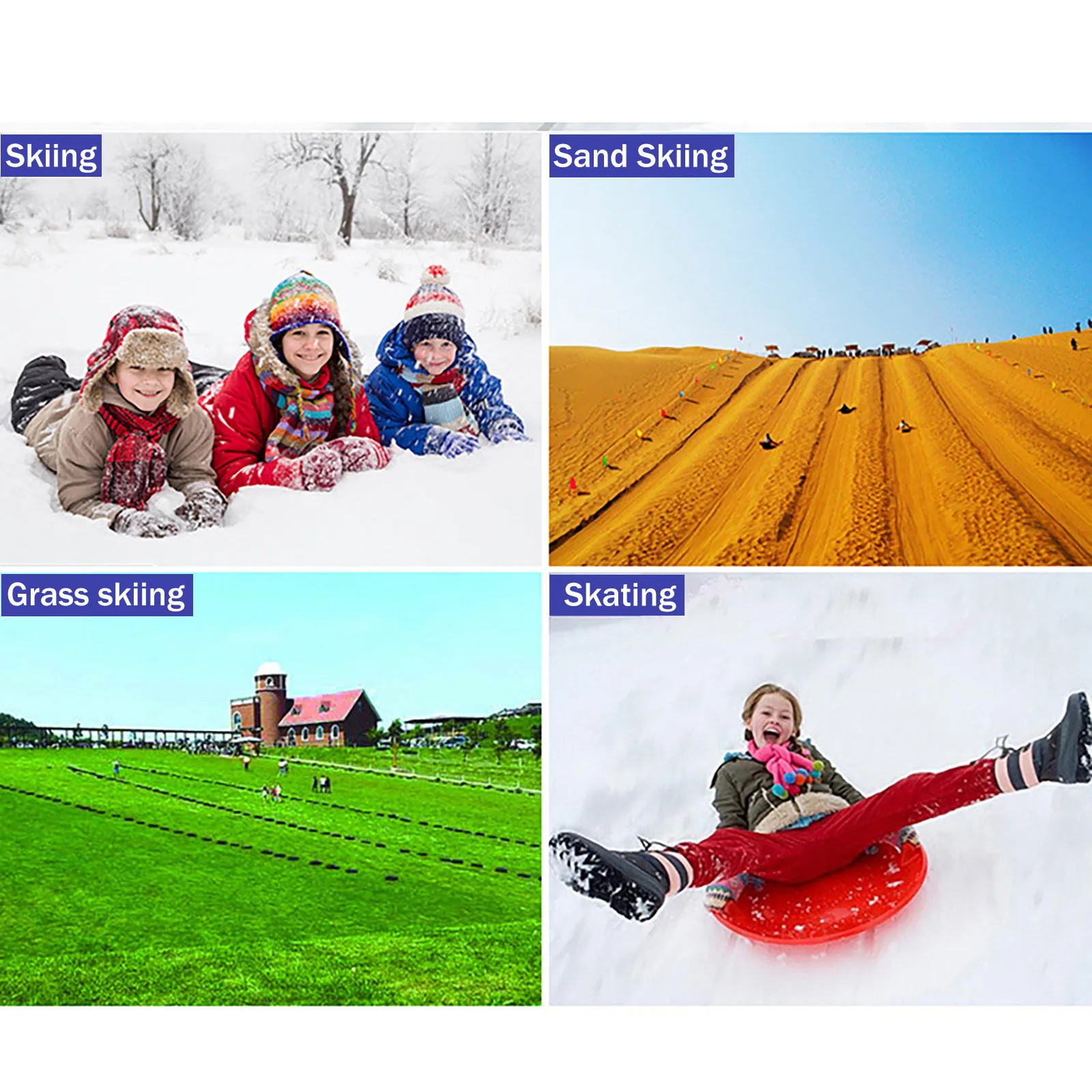 

Outdoor Winter Orange Plastic Skiing Boards Snow Grass Sand Board Ski Pad Snowboard Sand Slider Snow Luge Children's Skis Gift