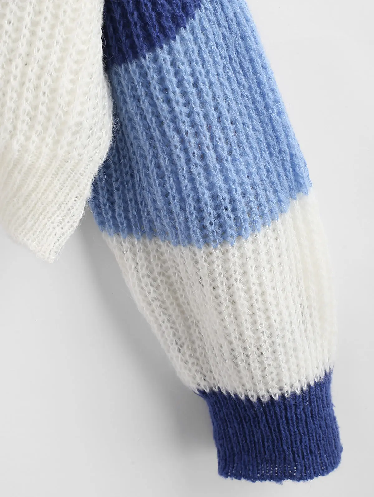 ZAFUL Пуловер Падение Полосатый Свитер Эластичный Полный Рукавом Шею Короткие