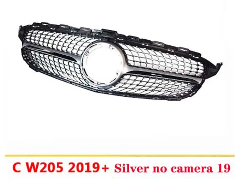 

YuBao Suitable For Mercedes New C Class W205 GT R GTR Grille C180 C200 C250 C300 2019 With/Without Camera 1X Black Silver