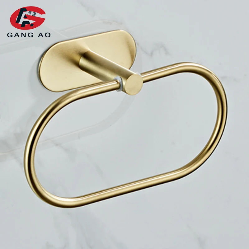 

2021Gold Bathroom Hardware Set Paper Holder Towel Rack Robe Hook Towel Bar Stainless Steel Bathroom Accessories without nails