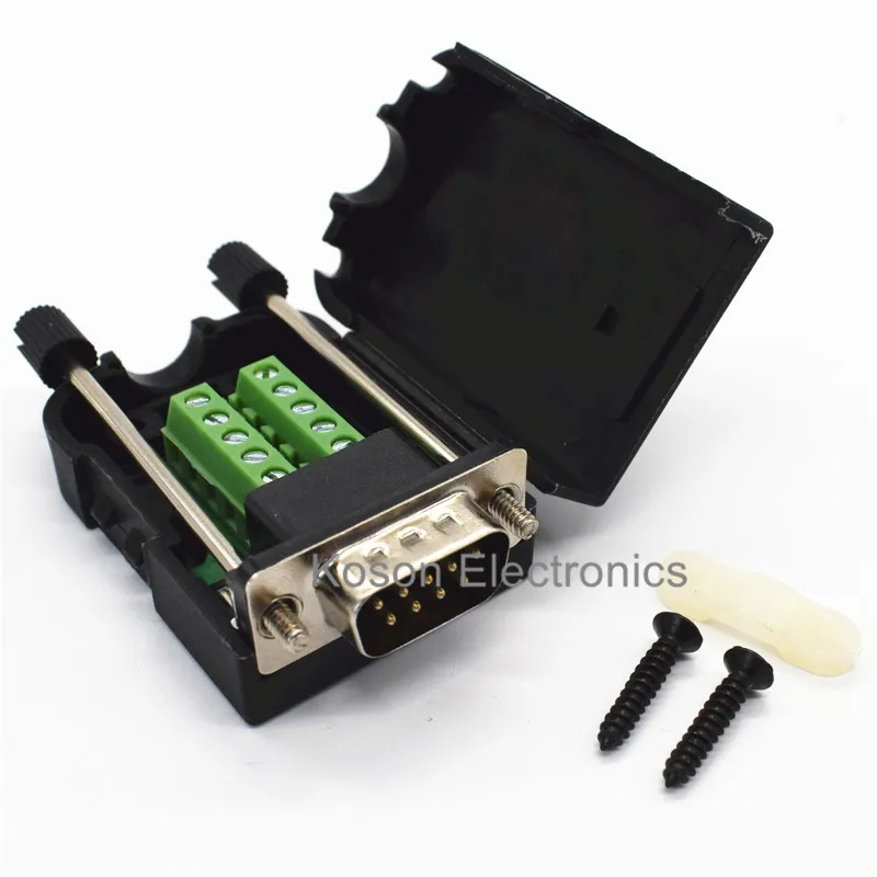 Паяльные терминалы DB9 serial COM без передачи Штекерный разъем RS232 с задним боковым