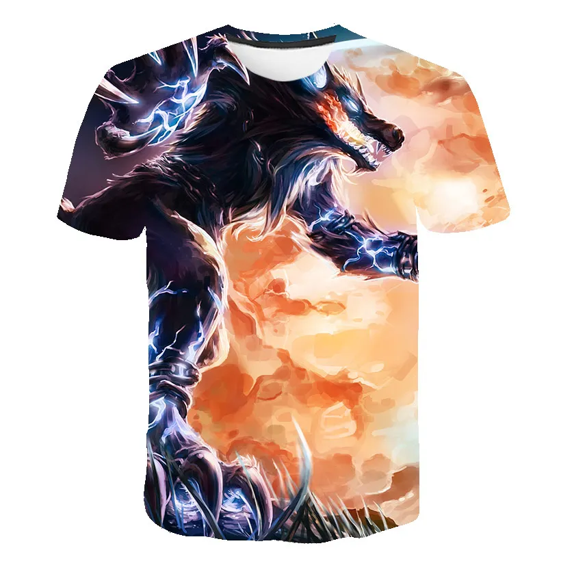 Летняя Новинка 2020 Мужская Повседневная футболка с 3D принтом волка О образным