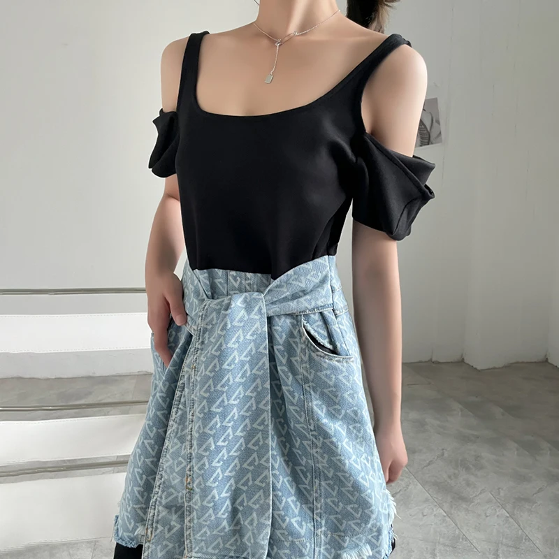 

TWOTWINSTYLE Patchwork Ruffle Dresses For Female Square Collar Backless High Waist Slimming Hit Color Women's Dress New 2021