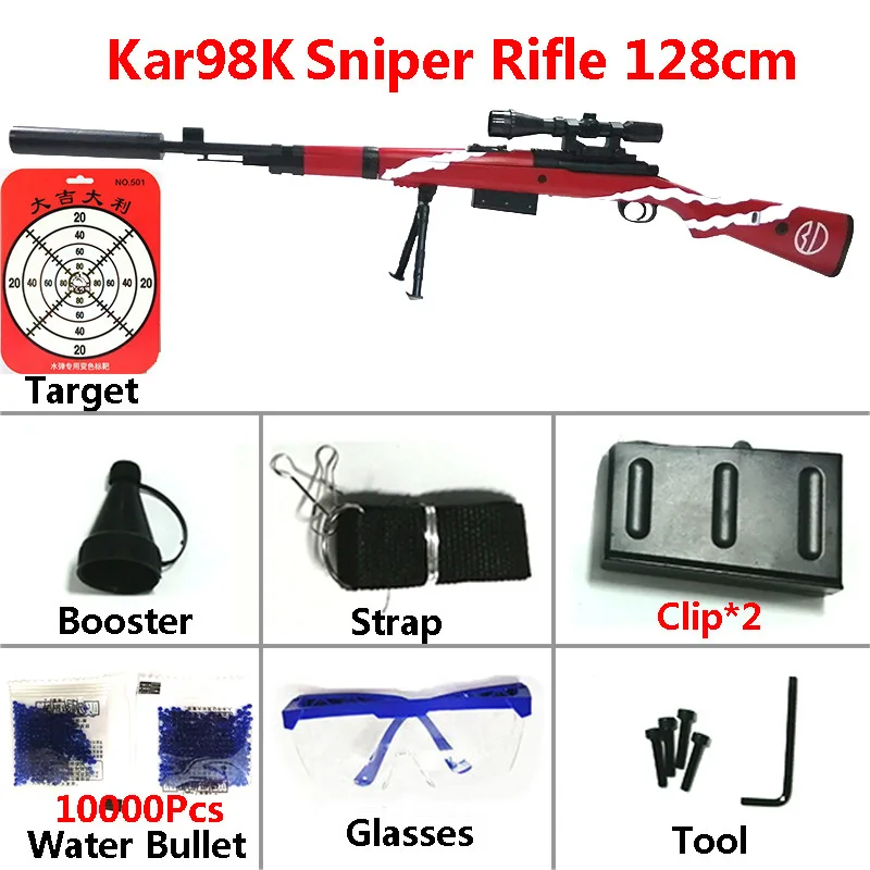 Игрушечный пистолет снайперская винтовка Kar98K AWM M24 мини страйкбол пневматические пистолеты безопасный прицел водяная пуля стрельба Мальчики наружные игрушки оружие подарок - Цвет: Kar98K