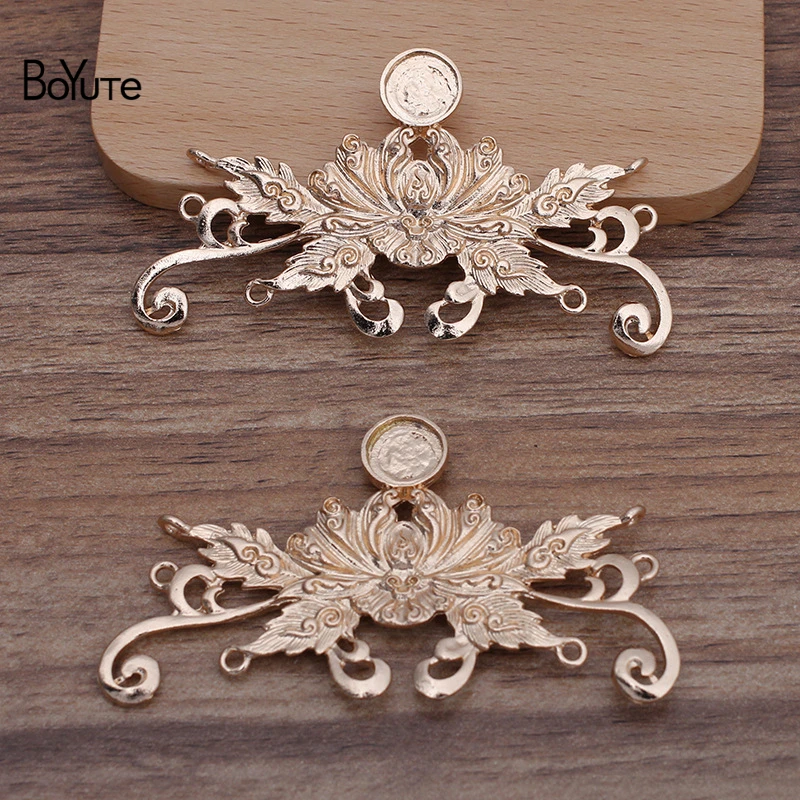 

BoYuTe (10 Pieces/Lot) 43*80MM Metal Alloy Flower Pendant Base Factory Direct Supply Handmade DIY Jewelry Accessories