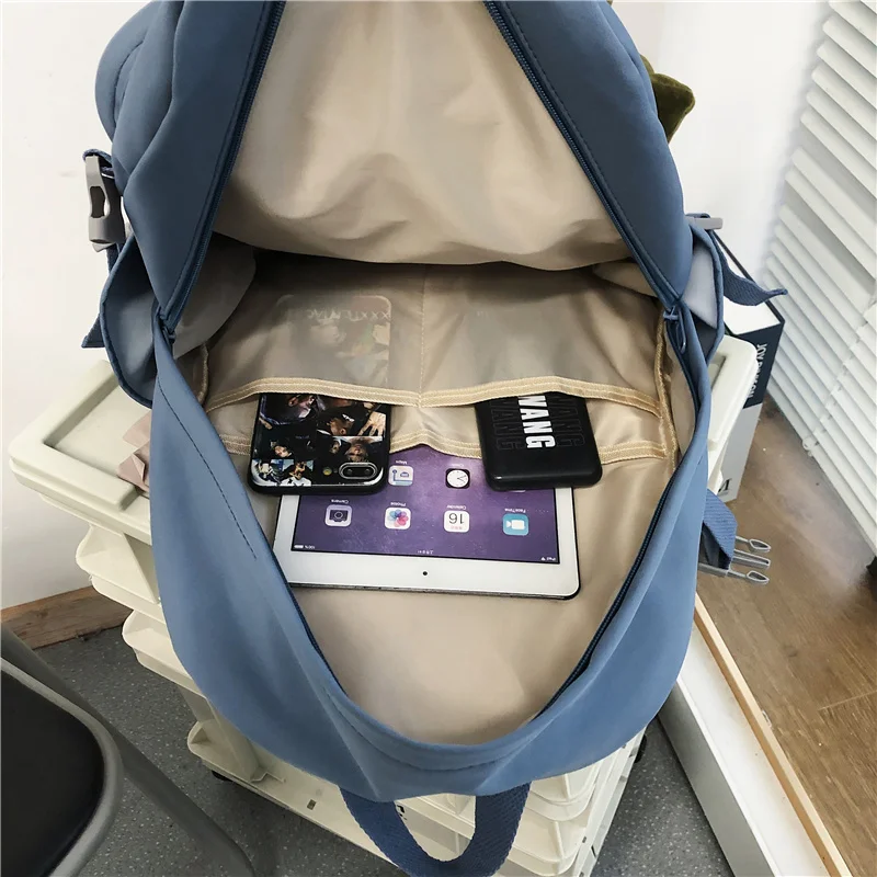 

DCIMOR New Waterproof Nylon Women Backpack College Girls Zipper Mesh Bags Schoolbag Female Large Capacity Insert Buckle Backpack