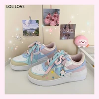 new arrivals women sports sneakers pink kawaii vulcanized shoes cute mixed color shoes sweet lolita ins shoes