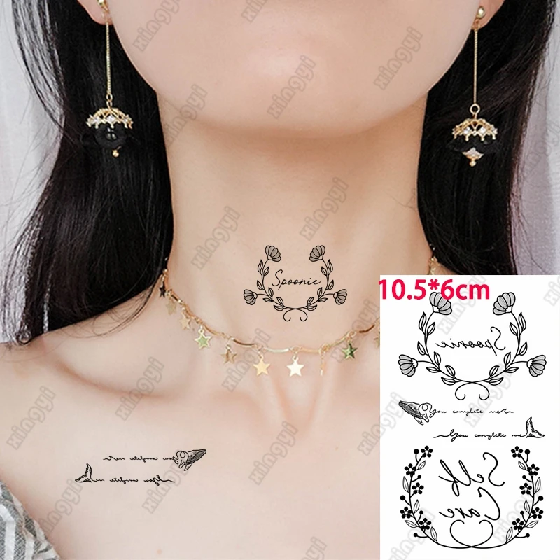 

Водостойкая Временная тату-наклейка, милый цветок, английские буквы, слова, девушка, руки, запястье, переводная искусственная татуировка, бо...