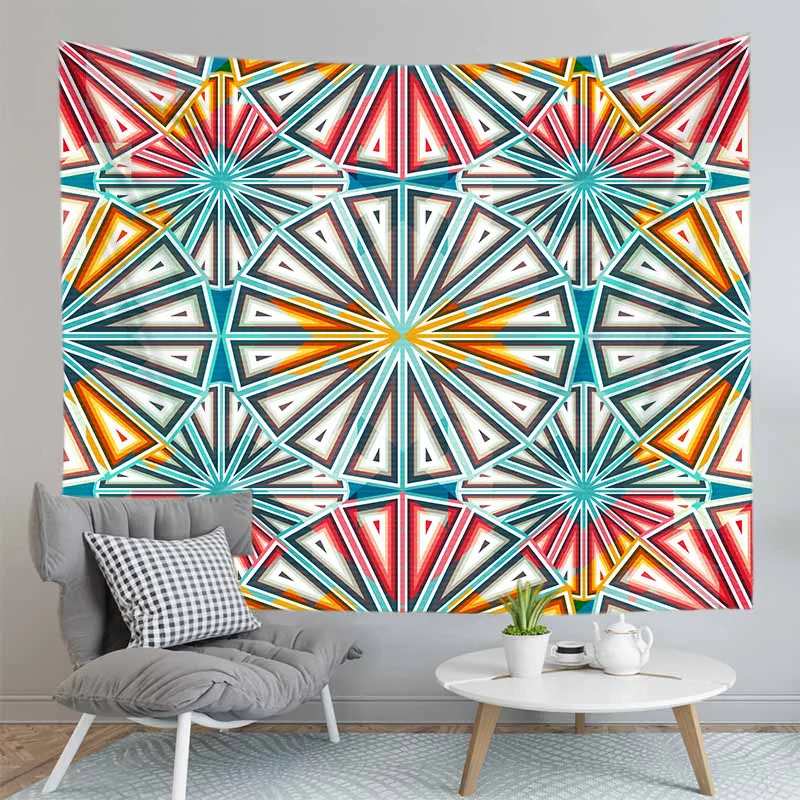 Geometric Tapestry Wall Hanging Hippie Mandala Walls Cloth Tapestries Backdrop Decor Psychedelic Carpet | Дом и сад