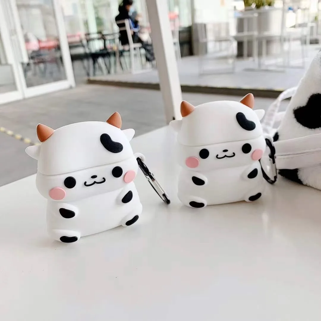 

For Airpods 1 2 3 Pro Case Cow Kwaii Cute Cartoon Soft Silicone Earphone Charging Box Cases For Apple Airpods Case Cover Funda