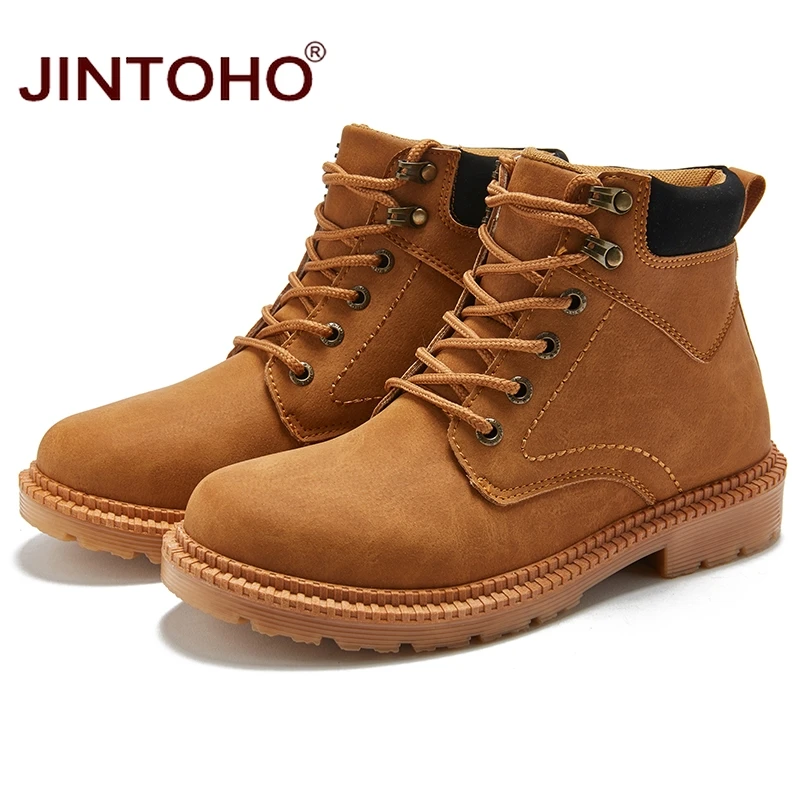 JINTOHO/недорогие мужские зимние ботинки; модные мужские Ботильоны; Брендовые мужские кожаные ботинки; Рабочая и безопасная обувь; Повседневная зимняя обувь