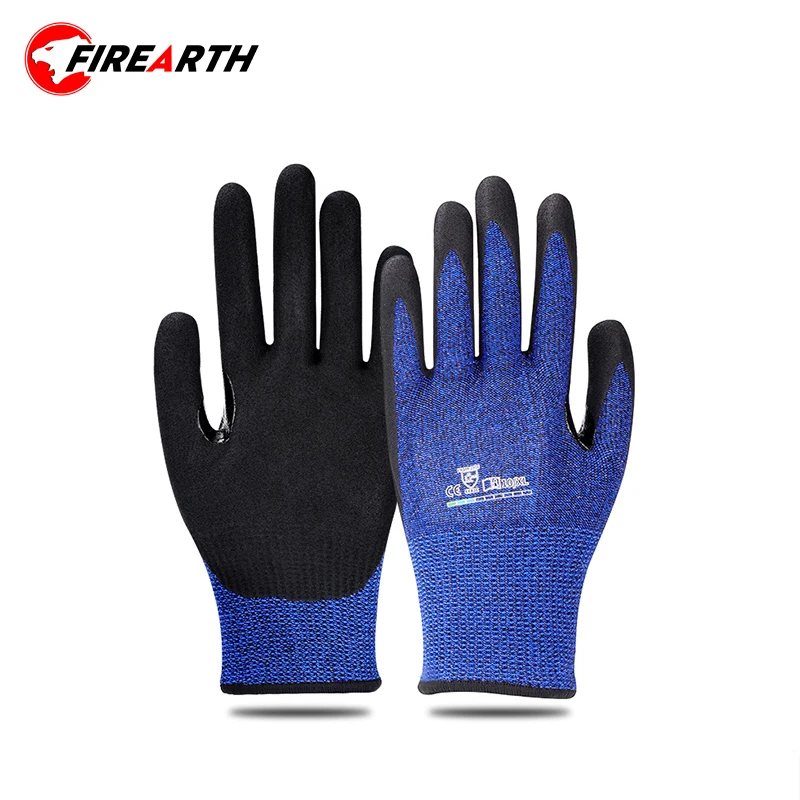 

1Pair Level 5 Anti-Cut Gloves,Cut Resistant C NBR Sandy Finish Glove (Double Dipped)with Thumb Reinforcement Work Gloves