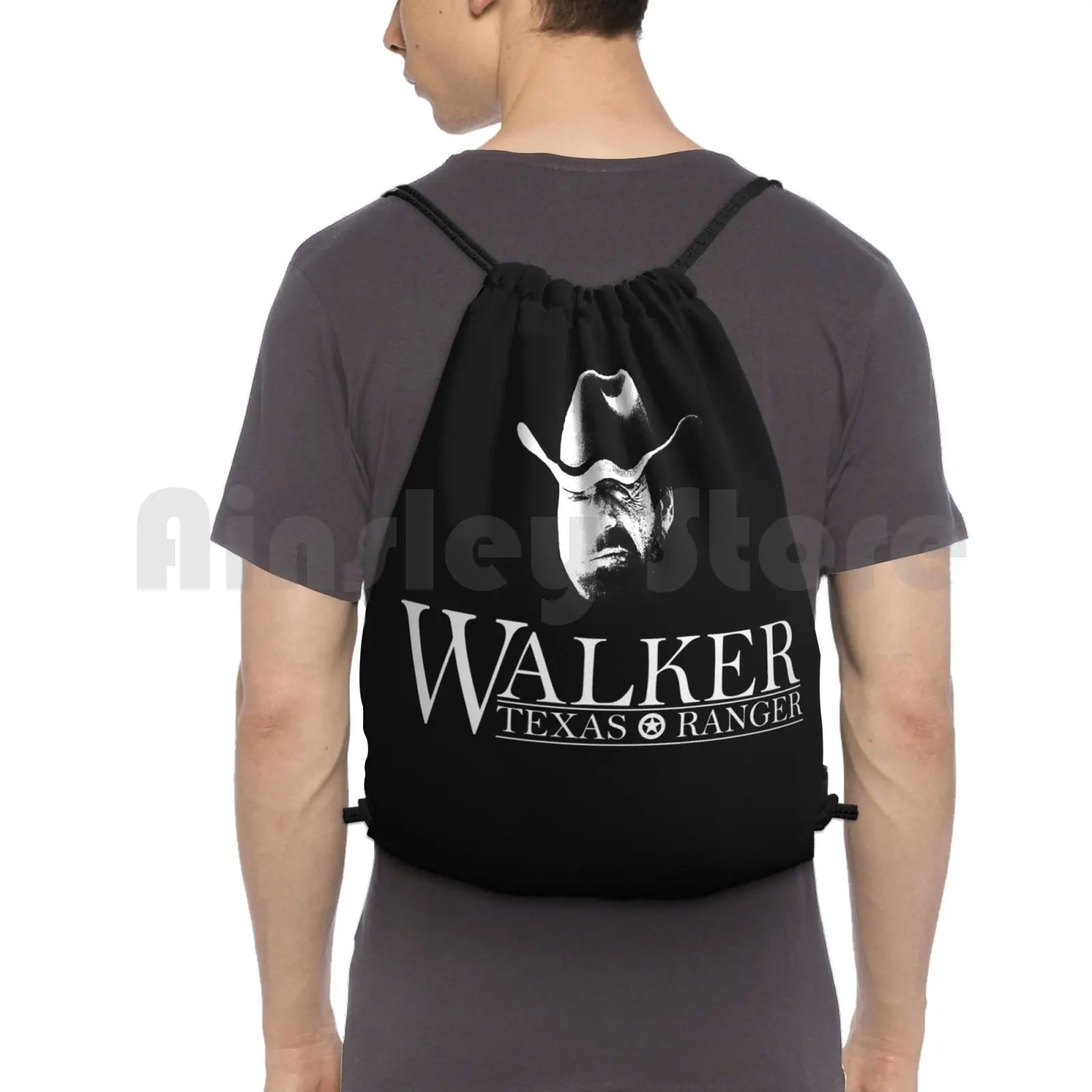 

Walker Texas Ranger ( Chuck Norris ) Head And Logo Backpack Drawstring Bag Riding Climbing Gym Bag Walker Texas Ranger Logo