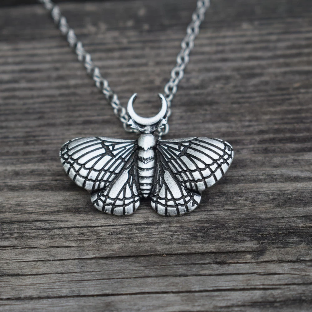 

dead head skull butterfly necklace under the moon jewelry
