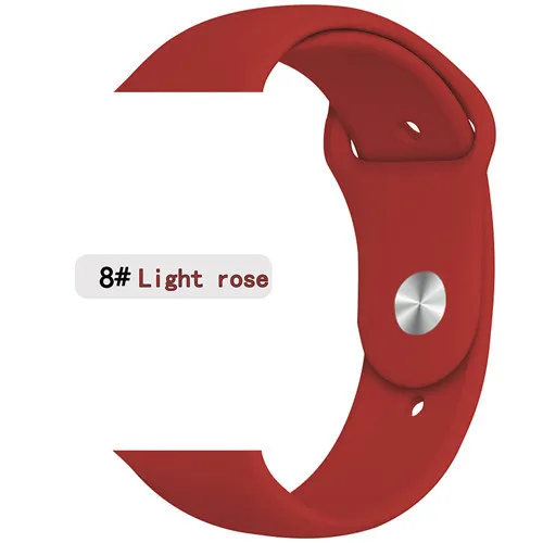 light rose red 8 Спортивный ремешок для apple watch band 44 мм 40 мм correa iwatch band 42 мм 38 мм силиконовый браслет apple watch 5 4 3 2 1 Аксессуары - Цвет ремешка: light rose red 8