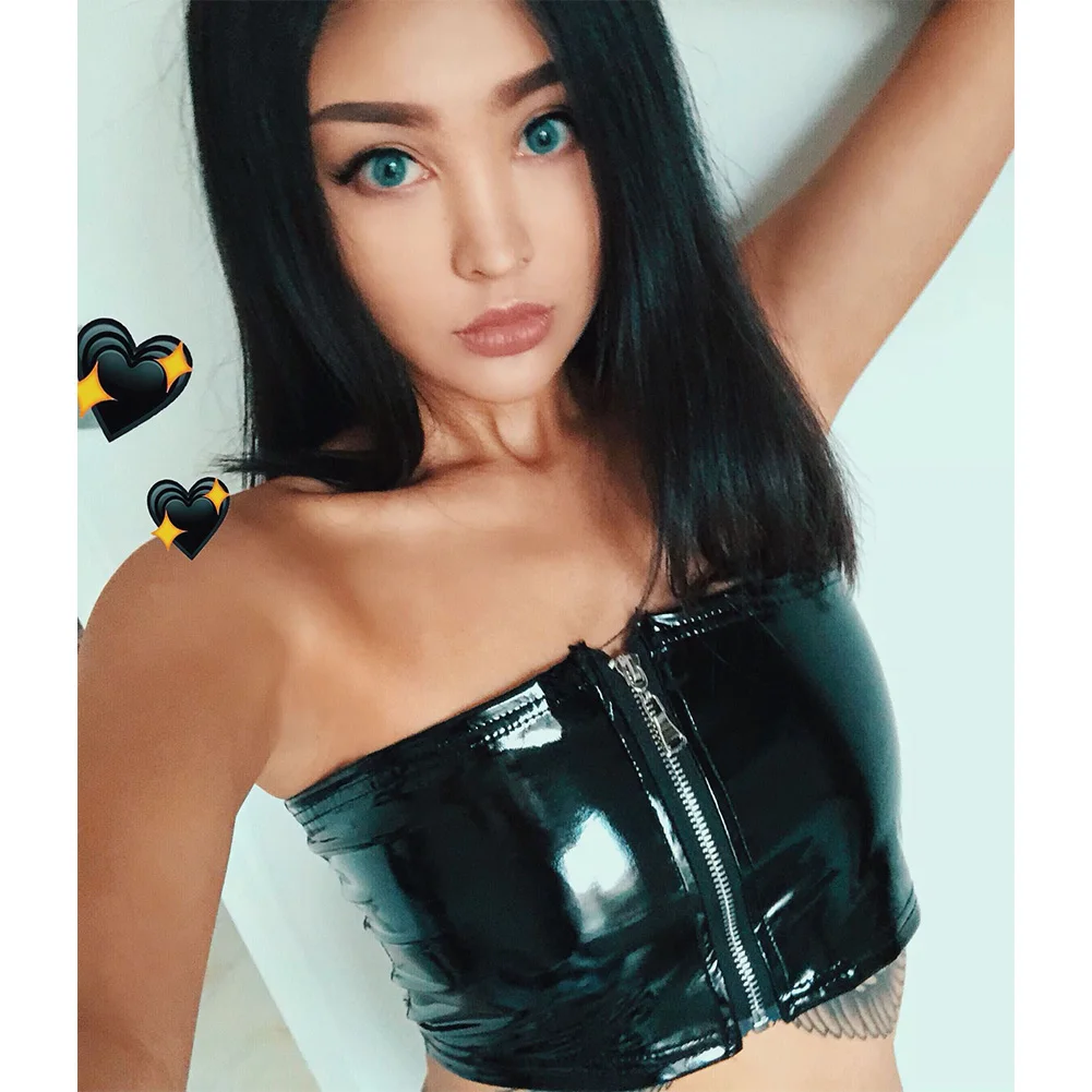 Женская передняя молния модная дышащая короткая летняя трубка топ Уличная