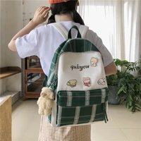 fabric women backpack contrast color cotton high quality school bag for teenage girl stylish female ladie bagpack travel