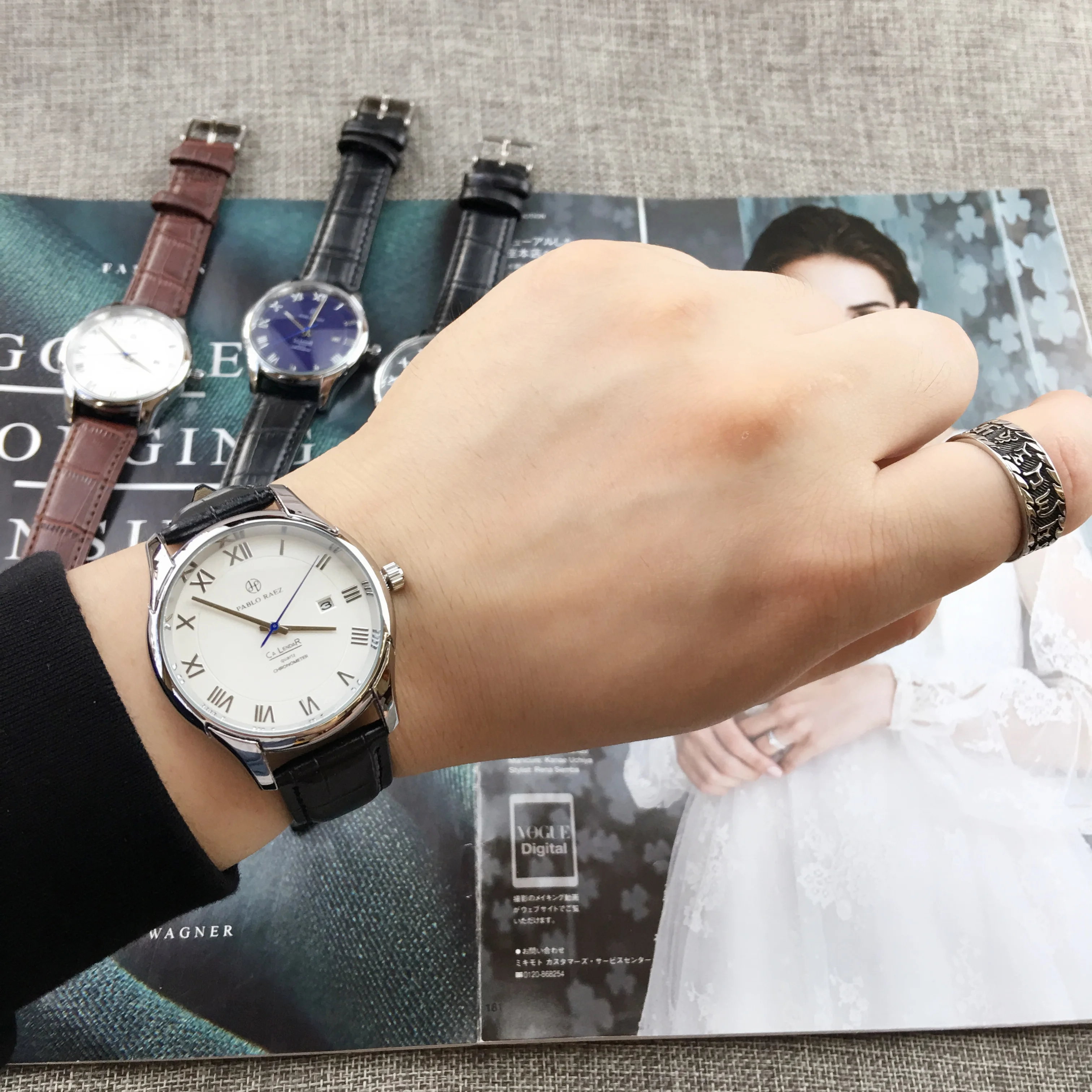 Мужские Простые наручные часы с календарем и датой из натуральной кожи | Наручные