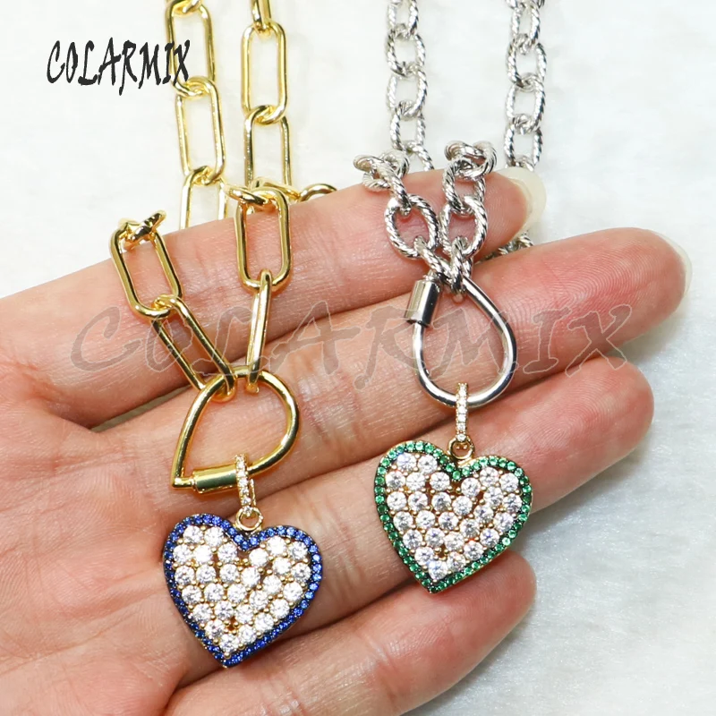 

3Pcs crystal heart pendant Necklace zircon accessories heart pendant necklace fashion link necklace for women 50379