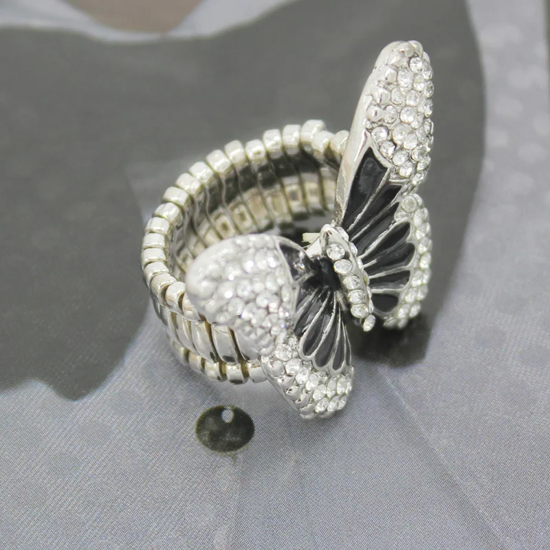 Модные женские кольца бабочки эластичное растягивающееся кольцо на палец