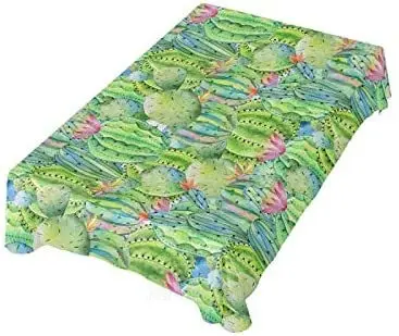 

Green Cactus Summer Flower Tablecloth Romantic Table Cover Cushion Modern Home Decoration