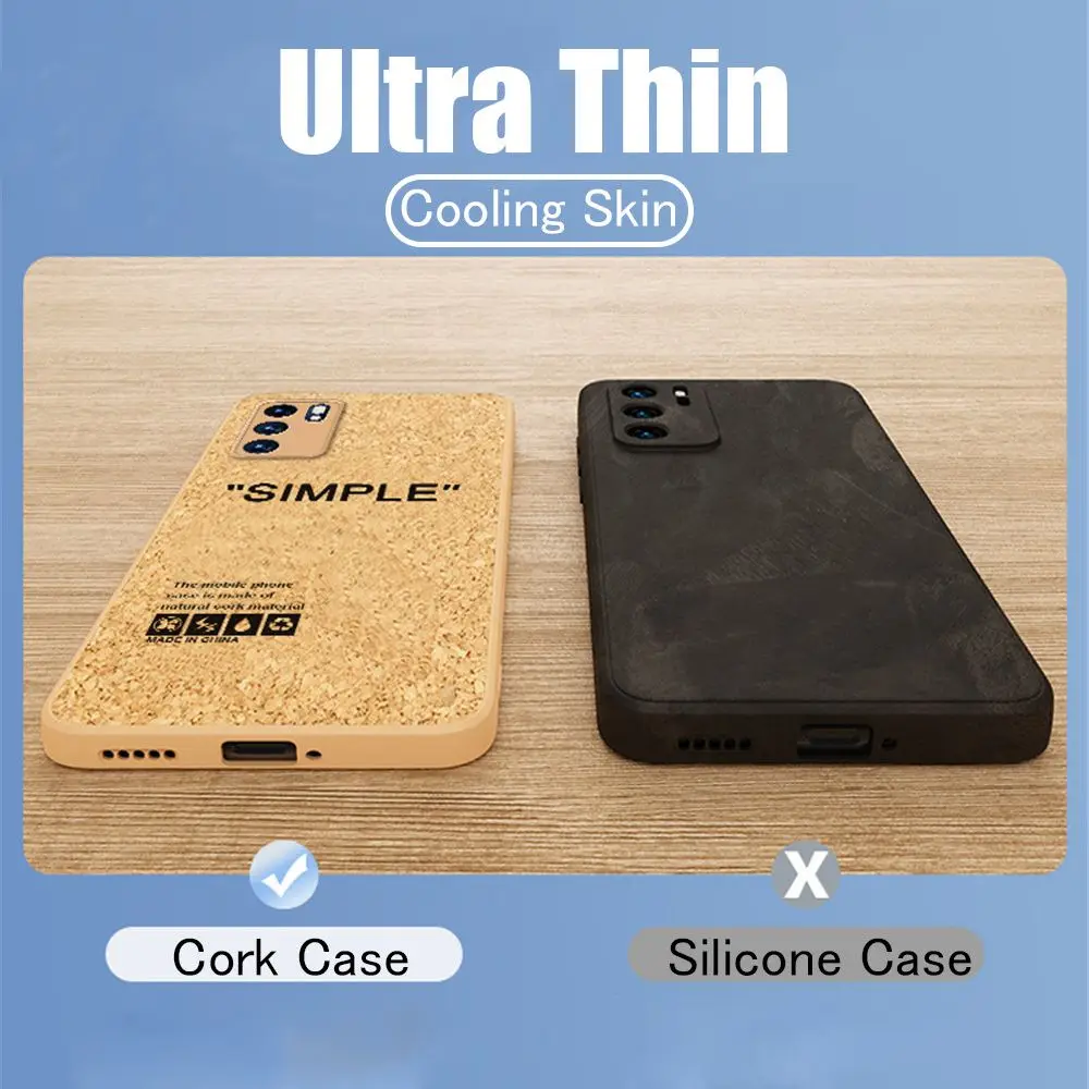 premium cork wood phone case for huawei p40 p30 p50 pro plus mate 30 40 20 pro plus nova 8 7 6 5 luxury autumn breathable cover free global shipping