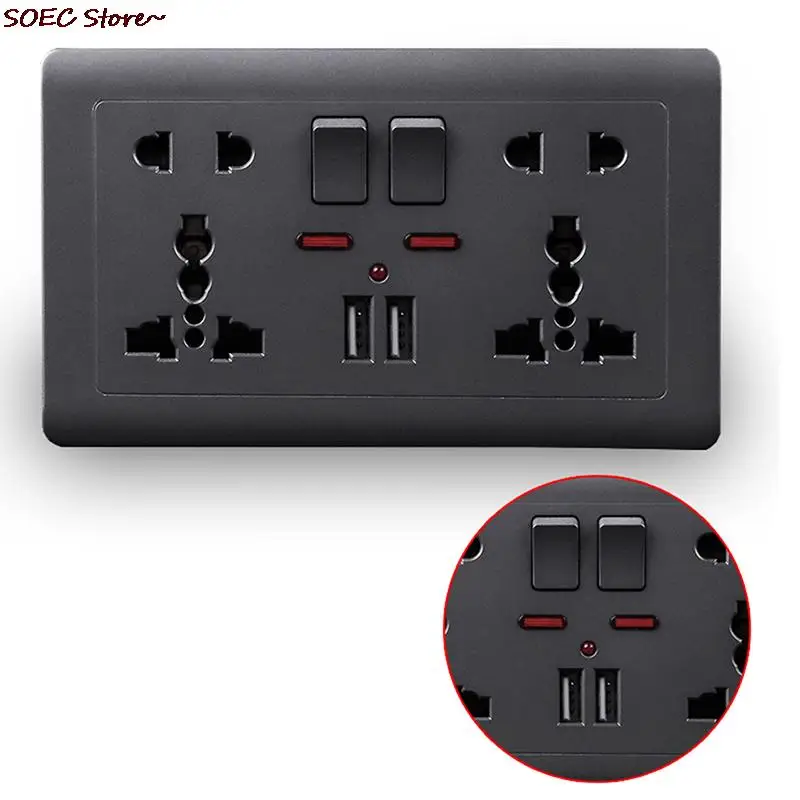 

EU Standard Usb Socket Gray Embedded Panel Wall Power Socket