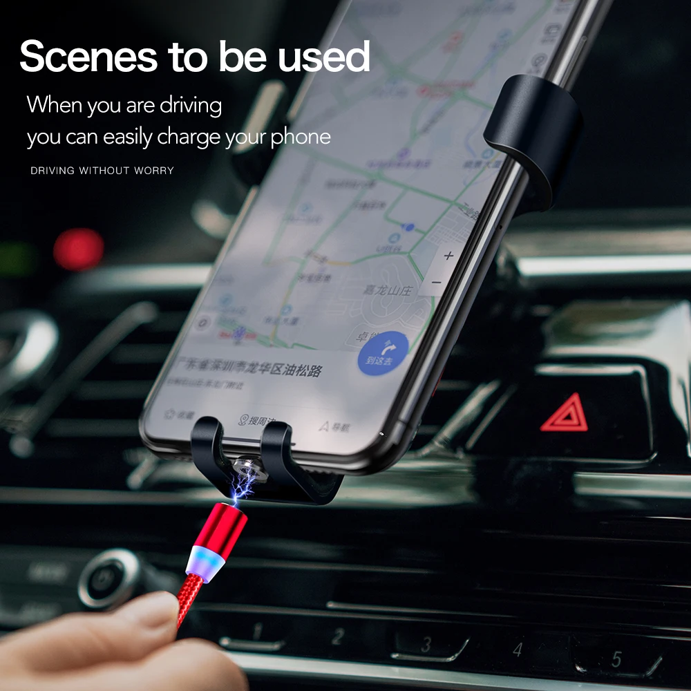 1 м светодиодный магнитный Быстрый зарядный кабель для передачи данных iPhone XR XS MAX X