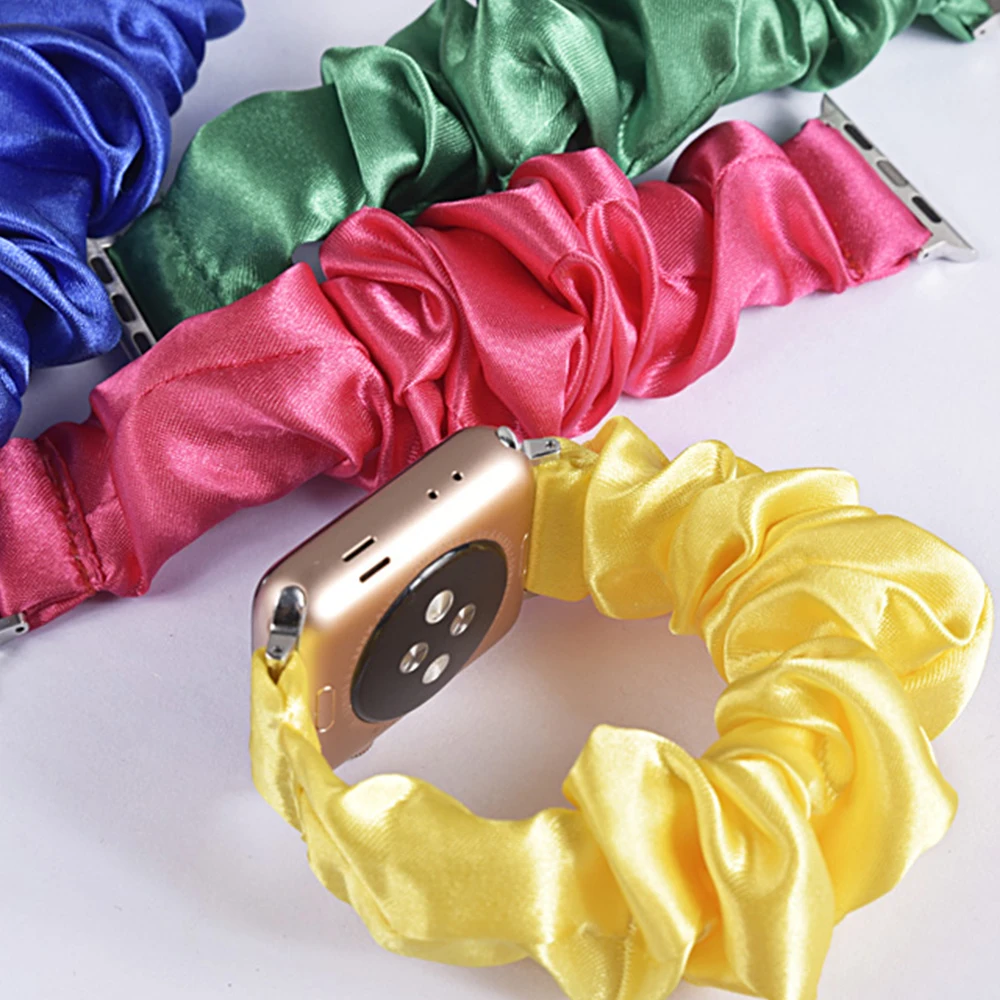 

Scrunchie Strap For Apple watch 6 band 40mm 44mm iWatch band 38mm 42mm Women belt bracelet solo loop for Apple watch 5 4 3 2 SE