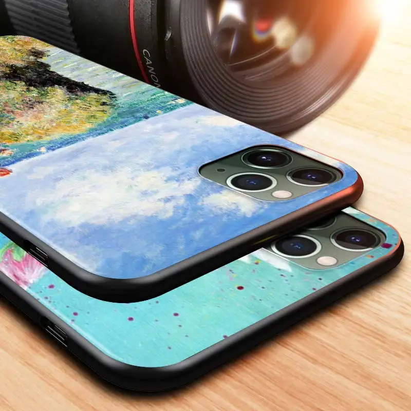 

Monet Garden Lotus Bridge For Apple iPhone 12 Pro Max Mini 11 Pro XS Max X XR 6S 6 7 8 Plus 5S SE2020 Black Phone Case