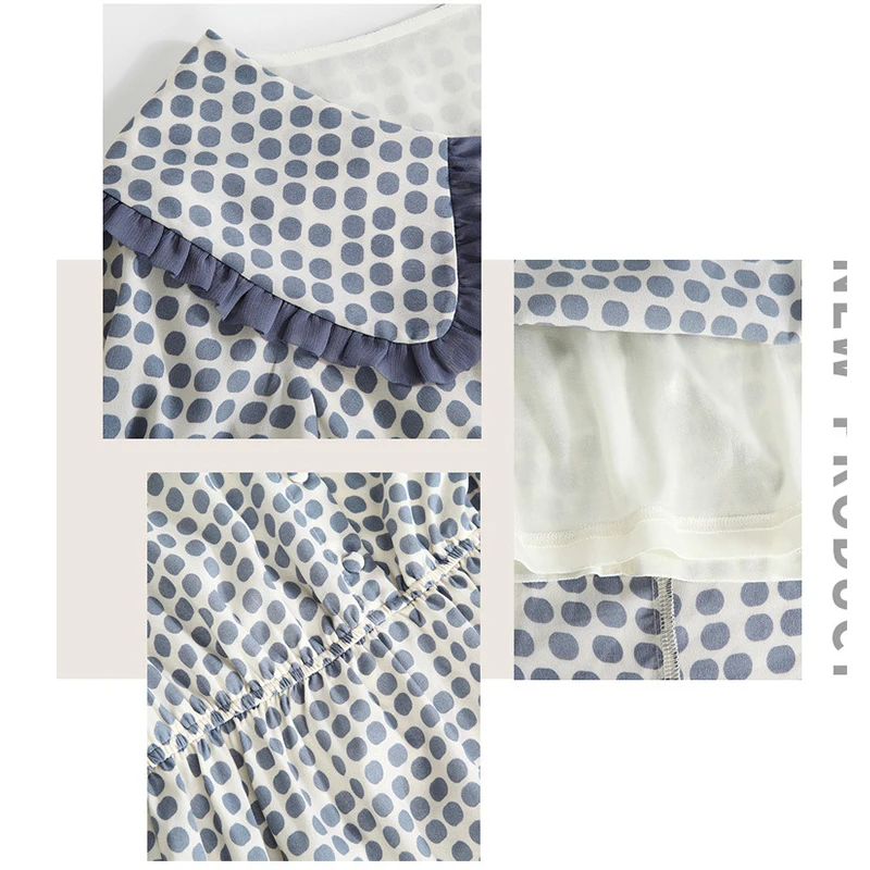 

Summer Short Sleeve Plus Size Women's Doll Collar Slim Waist Dress Polka Dot Vintage Big Size Dresses M-4XL