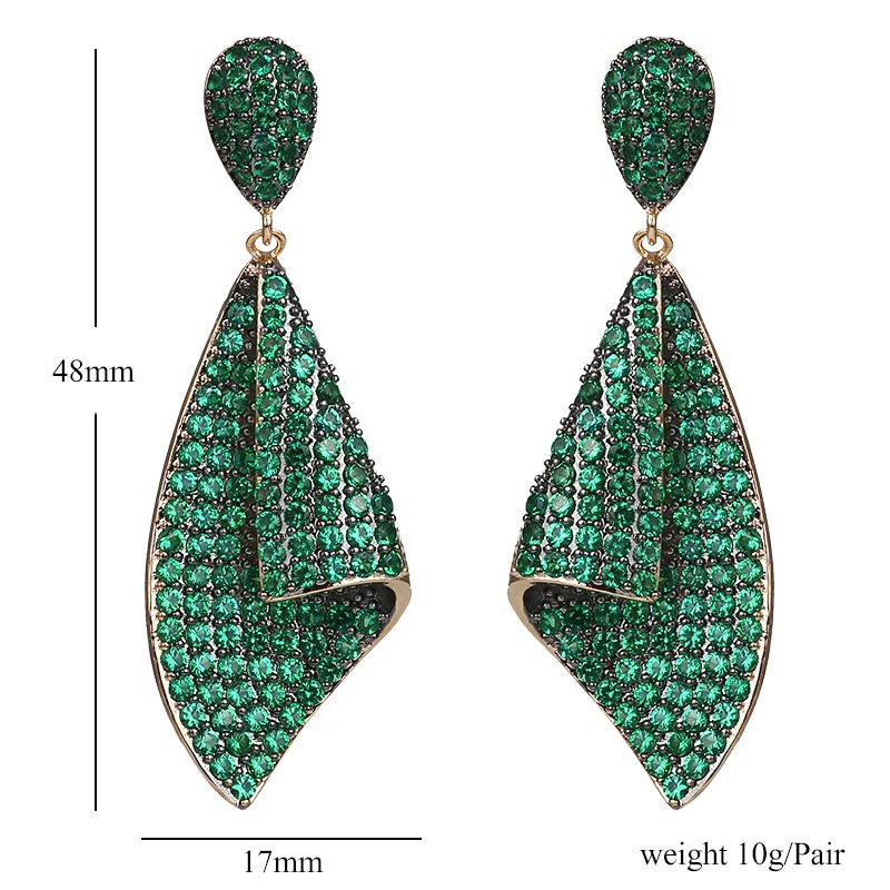 

XIUMEIYIZU Luxury Petals Zirconia Earring Elegant Conch Shape Design Drop Earring Women Fashion Wedding Party Plating Jewelry