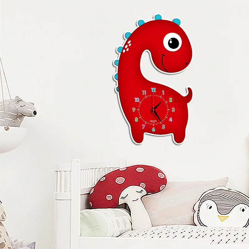 

Nordic children's room mute cute personality creative clock cartoon wall clock living room ins bedroom dinosaur clock