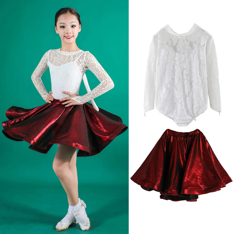 Детские платья для девочек платье латинских танцев с трико сальсы юбка