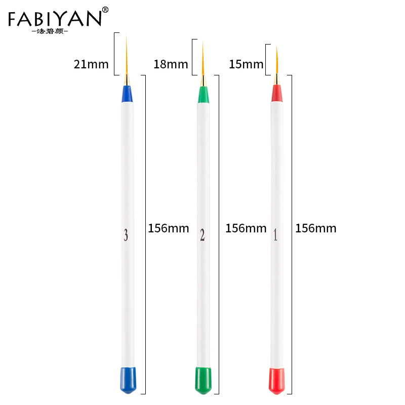 3Pcs Plastic Liner Набор для маникюра, рисования, рисования, раскрашивания, подводка, ручка, кисть, сделай сам, дизайн, советы, гель, инструмент, вентилятор, градиент, акриловый, строитель, резьба, маникюрный набор - Цвет: 3Pcs Plastic Liner