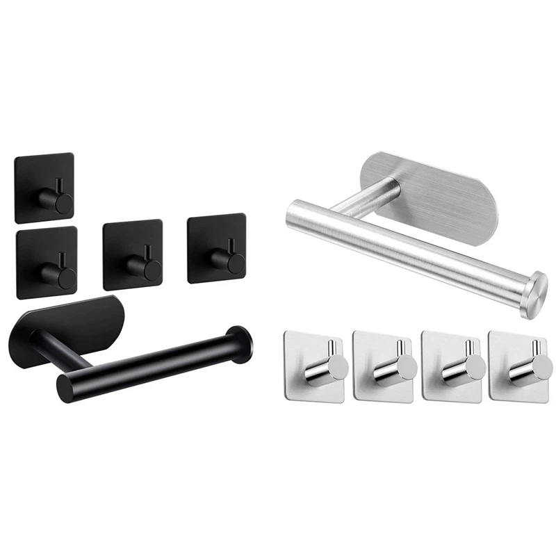

Toilet Paper Holder Self Adhesive Toilet Roll Holder,4 Adhesive Hooks, No Drilling Loo Roll Holder Tissue Holders