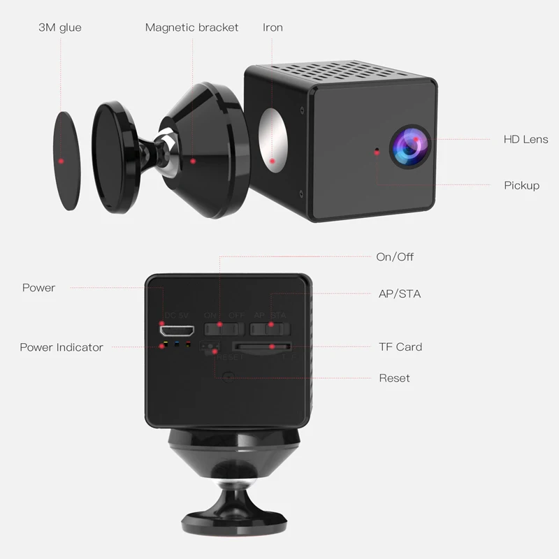 1080P FHD C90S аккумуляторная мини Wi-Fi IP-камера P2P ONVIF с питанием от батареи мини-камера