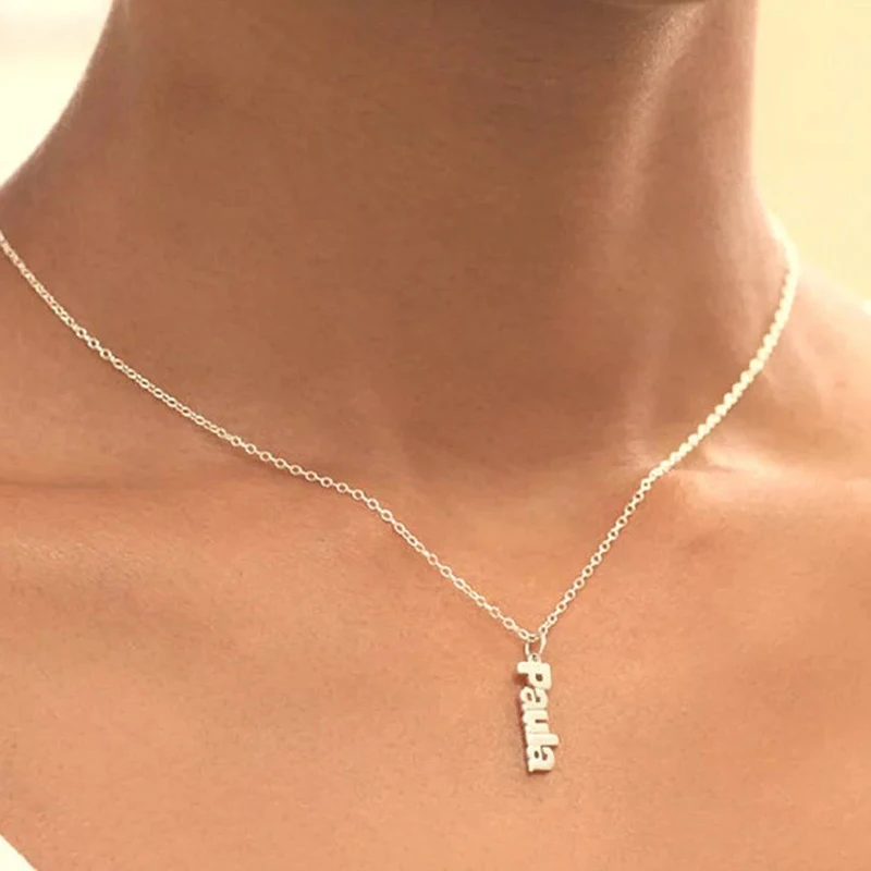 Custom Necklace Personalized Vertical Name Necklaces For Women Men Gold Chain Choker Collier Mujer Bridesmaid Gift BFF | Украшения и