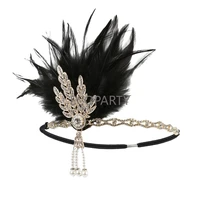 women headpiece feather flapper headband shiny great gatsby headdress headpiece vintage prom fashion getsbi hair accessories