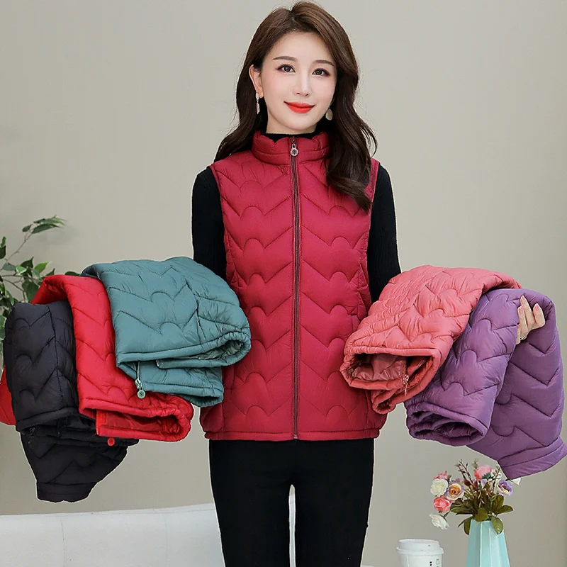 

ISENMAL Jacket Vest down Cotton-Padded Coat for Women Short Vest StCollar Light Vest Short Coat Chaleco Mujer