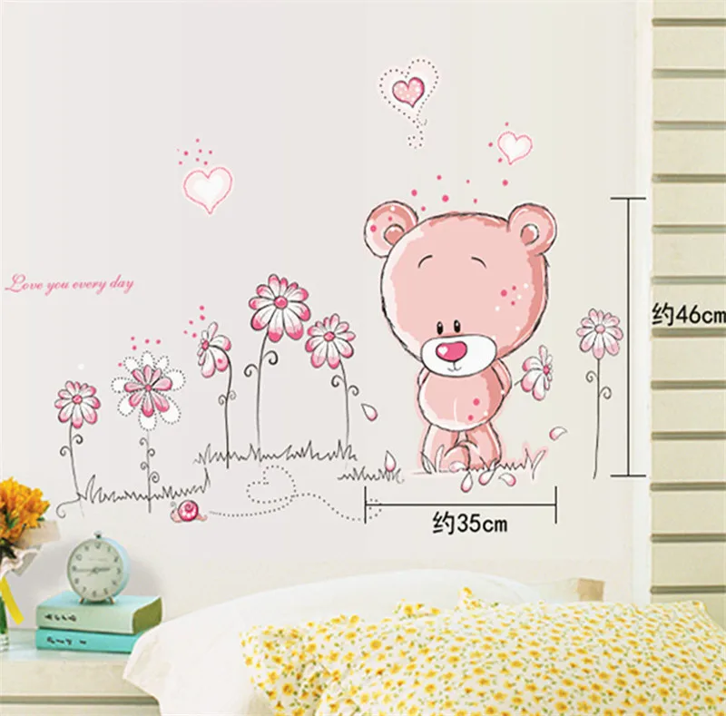 Новинка 2019 наклейка на стену с милым мультяшным медведем для детей маленьких