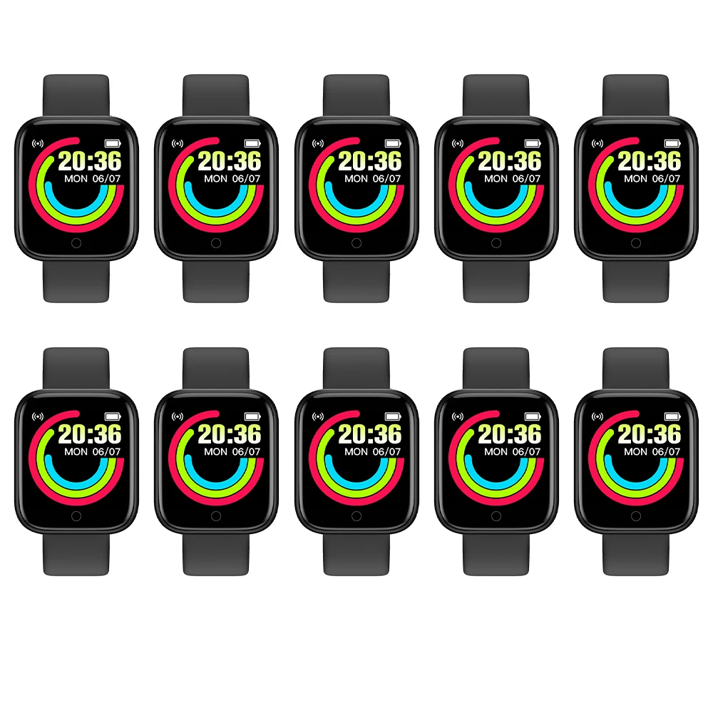

10PCS Updated Y68 D20 Smart Watch Fitness Bracelet Tracker Blood Pressure Heart Rate Monitor Watch For Xiaomi iPhone