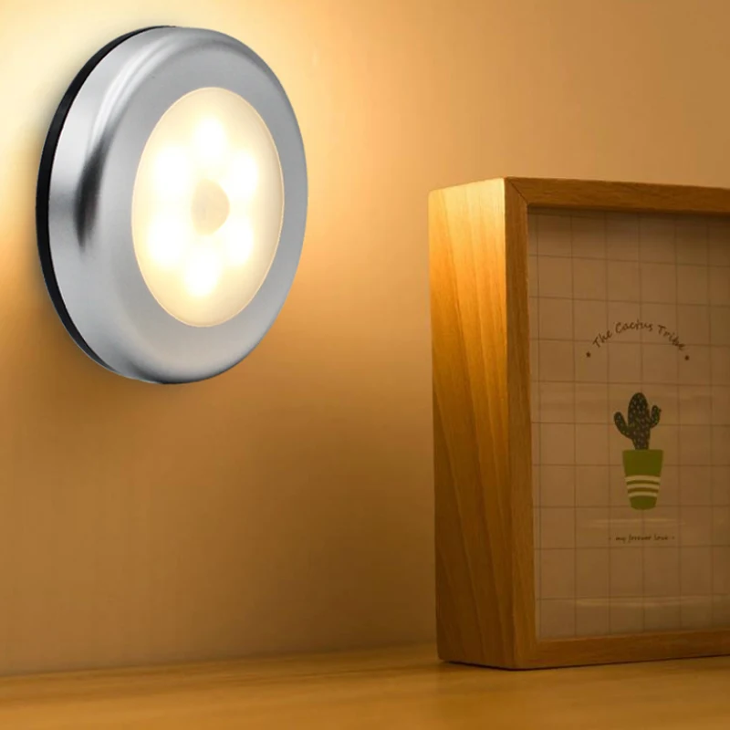 Luz nocturna infrarroja con Sensor de movimiento PIR, 6 LED, Detector inalámbrico con luz de pared, lámpara de encendido/apagado